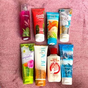 Lotions and a body spray.